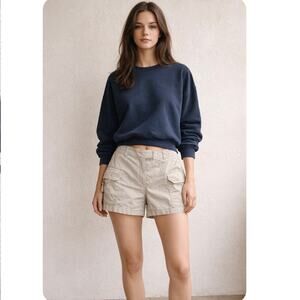 Vintage 90s NY Khaki Cotton Cargo Shorts Mid Rise Coastal Granddaughter